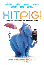 Poster for Hitpig showing a cartoon elephant against a white